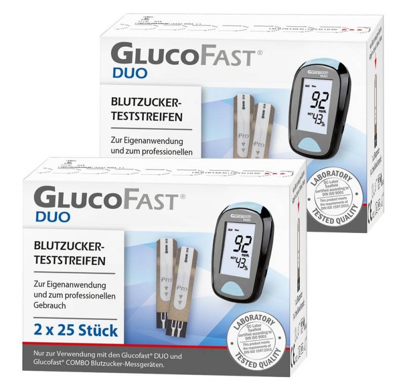 GLUCOFAST Blutzucker-Teststreifen DUO, 100 Diabetes Teststreifen 100-St., Für das Glucofast DUO Blutzucker Messgerät GLUCOFAST Blutzucker-Teststreifen DUO, 100 Diabetes Teststreifen 100-St., Für das Glucofast DUO Blutzucker Messgerät von GLUCOFAST