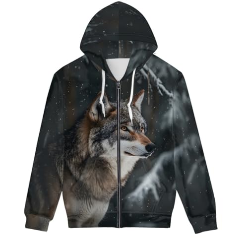 GLUDEAR Herren-Kapuzenpullover, cooler Wolf, 3D-Digitaldruck, durchgehender Reißverschluss, Schneewolf, X-Large GLUDEAR Herren-Kapuzenpullover, cooler Wolf, 3D-Digitaldruck, durchgehender Reißverschluss, Schneewolf, X-Large von GLUDEAR