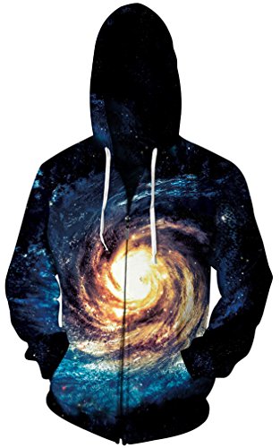 GLUDEAR Kapuzenpullover mit 3D-Digitaldruck, Unisex, mit Reißverschluss - Blau - Large/X-Large von GLUDEAR