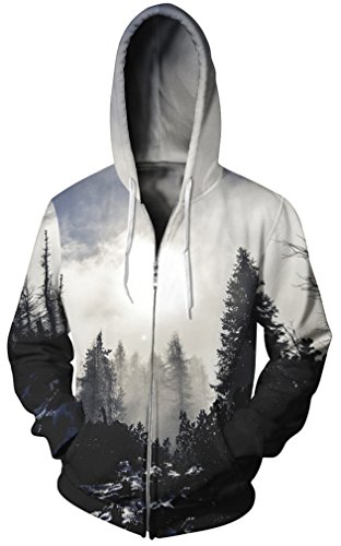 GLUDEAR Kapuzenpullover mit 3D-Digitaldruck, Unisex, mit Reißverschluss - Violett - Large/X-Large von GLUDEAR