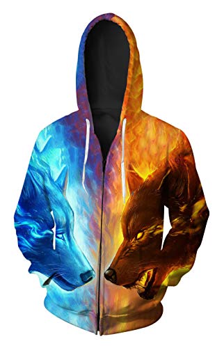 GLUDEAR Unisex Realistischer 3D Digitaldruck Full Zip Hoodie Kapuzenpullover Sweatshirt - Gelb - Small-Medium von GLUDEAR