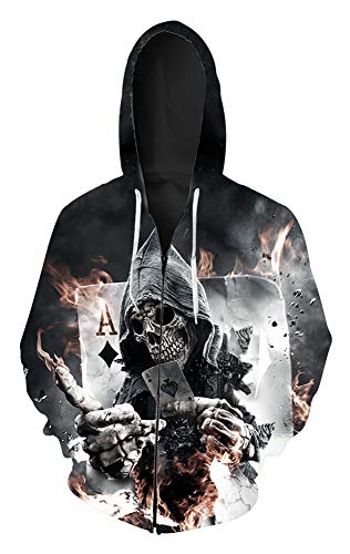 GLUDEAR Unisex Realistischer 3D Digitaldruck Full Zip Hoodie Kapuzenpullover Sweatshirt - Schwarz - XX-Large von GLUDEAR