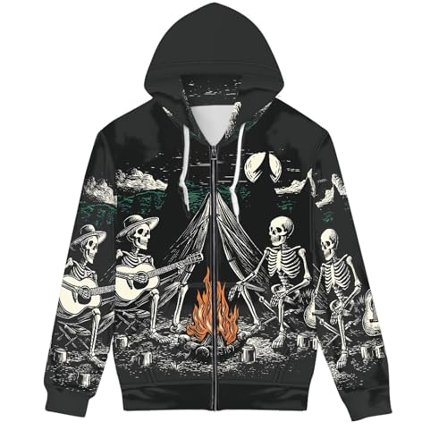 Ludear Unisex Kapuzenpullover, realistischer 3D-Digitaldruck, Reißverschluss - Schwarz - Small / Medium von GLUDEAR