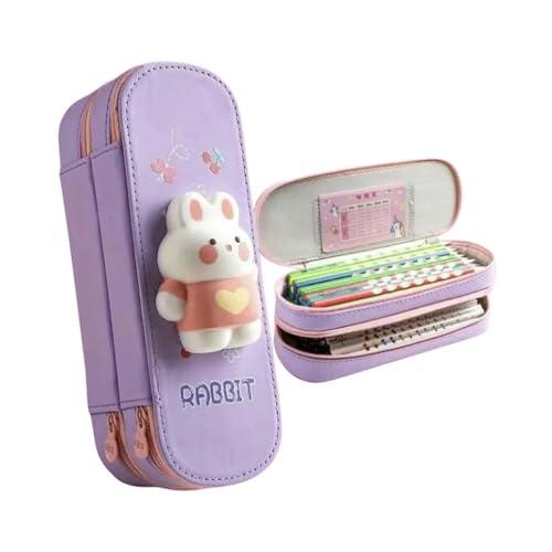 GLYLFQZJ Mäppchen 3D Cute Pencil Box School Schülern Schülern Schreibkasten Kinder Bleistiftspeicherbox DREI Laien-End- Und Minimalistische Bleistiftkoffer-Schatz Hase von GLYLFQZJ