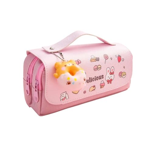 GLYLFQZJ Mäppchen 3D Kawaii Bleistiftbeutel Bleistift Gehäuse Beutel Süßes Schulmaterial Ästhetischer Organisator Für Mädchen Jungen Schreibwaren-Rosa von GLYLFQZJ