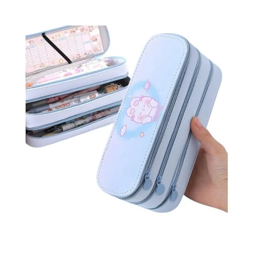 GLYLFQZJ Mäppchen Niedliche Mehrschichtstifte Gehäuse Mit Großer Kapazität Ästhetik Stationery Bleistift Bag Box Mädchen Organisatorin Kawaii Schulmaterial-Blue Bunny 3 Schicht von GLYLFQZJ