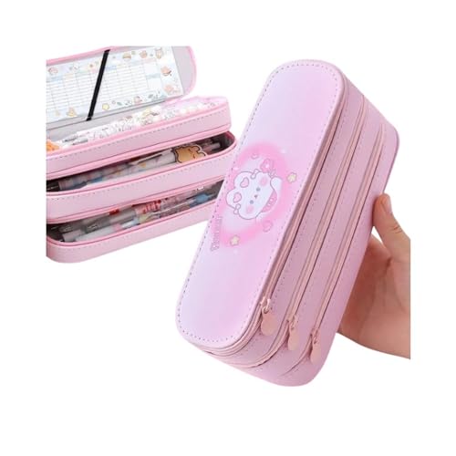 GLYLFQZJ Mäppchen Niedliche Mehrschichtstifte Gehäuse Mit Großer Kapazität Ästhetik Stationery Bleistift Bag Box Mädchen Organisatorin Kawaii Schulmaterial-Pink Bunny 3 Schicht von GLYLFQZJ