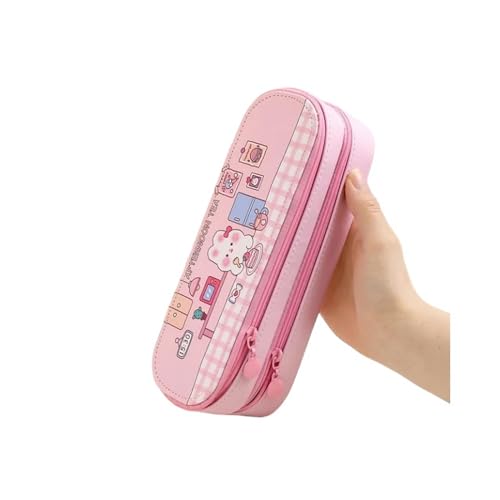 GLYLFQZJ Mäppchen Niedliche Mehrschichtstifte Gehäuse Mit Großer Kapazität Ästhetik Stationery Bleistift Bag Box Mädchen Organisatorin Kawaii Schulmaterial-Rosa Kaninchen 2 Schicht von GLYLFQZJ