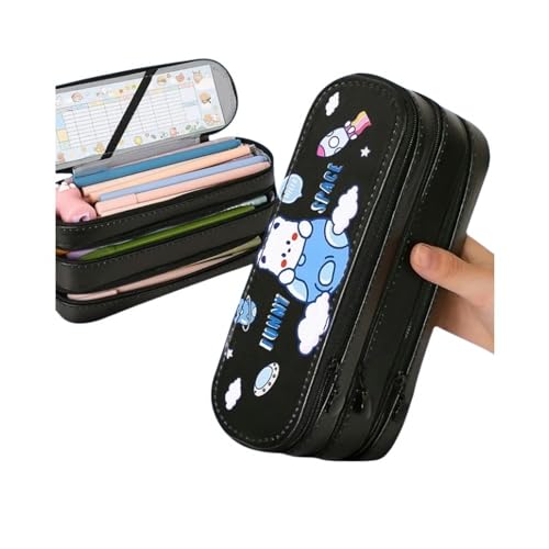 GLYLFQZJ Mäppchen Niedliche Mehrschichtstifte Gehäuse Mit Großer Kapazität Ästhetik Stationery Bleistift Bag Box Mädchen Organisatorin Kawaii Schulmaterial-Schwarzer Space 3 Schicht von GLYLFQZJ