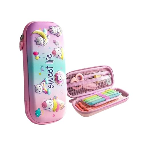 GLYLFQZJ Mäppchen Unicorn 3D Eva Bleistift Hülle wasserdichte Stiftkasten Für Mädchen Cartoon Große Kapazität Schullieferungen Niedliche Briefpapiertasche-Eiscreme von GLYLFQZJ