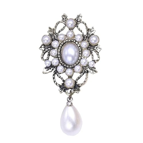 Brosche Imitation Perle Charming Antik Kupfer Tropfen Brosche Pin Frauen Mujer Bijoux Geschenk Schmuck Damen-Brosche von GLigeT