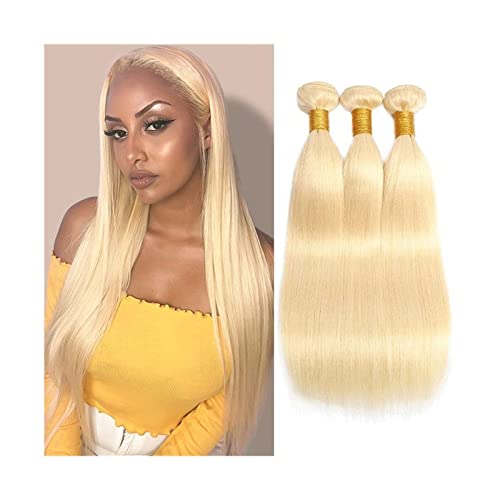 Haarbündel Blonde Bündel menschliches Haar 613 Brazilian gerade Remy Haarextensions Weiches blondes Haar 3 Bündel 613 Straight Human Hair Webe for schwarze Frauen Haarverlängerungen (Size : Remy Hair von GLigeT