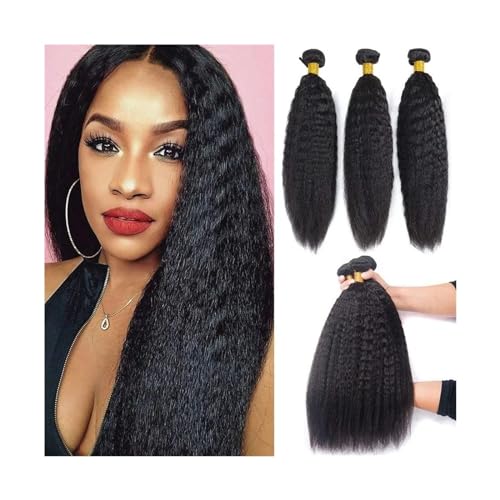 Haarbündel Verworrene gerade Bundles 8-40 Zoll verworrene gerade menschliche Haarbündel 1/3/4 Stück Yaki gerade Bündel Malaysia Remy Haarverlängerungen for schwarze Frauen Haarverlängerungen (Size : von GLigeT