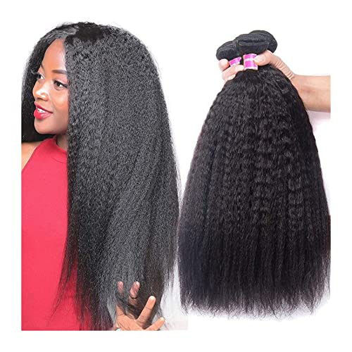 Haarbündel Yaki Kinky Straight Human Hair 3 Bündel, unverarbeitete brasilianische jungfräuliche menschliche Haare, yaki brasilianische Remy -Haarerweiterung for schwarze Frauen, natürliche Farbe Haarv von GLigeT