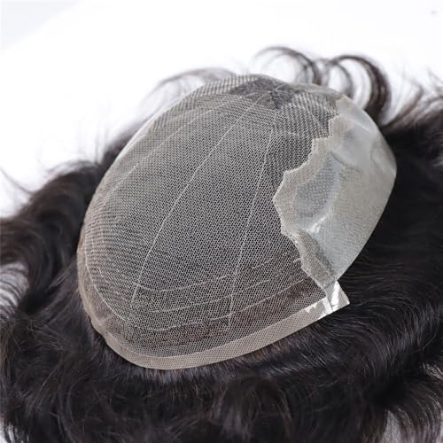 Haarteil für Männer Menschliches Haar Kapillare Prothese Weiche Spitze Top mit PU Dünne Haut Herren Toupet Haar Ersatz System Perücke Männer(8x10) von GLigeT