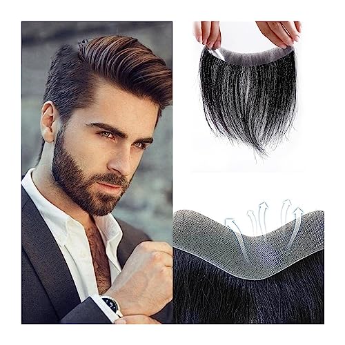 Haarteil für Männer Herren-Haaransatz-Toupet, V-Form, PU, ​​dünne Hautbasis, Frontal-Haarteil, 100% echtes Echthaar, Stirn-Haaransatz-Ersatz for Männer Perücke Männer (Size : 4x15cm-V style) von GLigeT