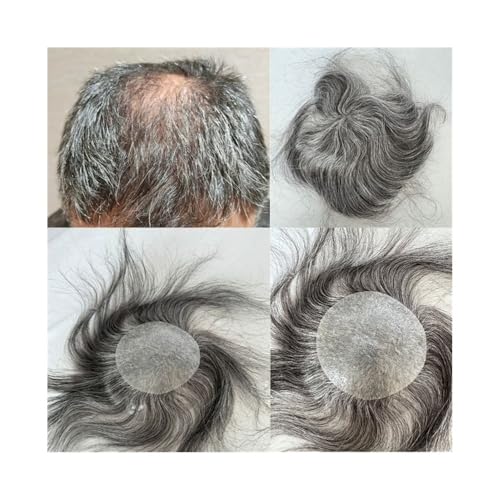 Herrenperückenhaar Dünne Haut PU kahle Stellen Herren Haarteil Europäische Menschenhaarflicken Toupet for Männer 8 × 8CM Volle PU Basis Ersatzsysteme Haarteil Herren Perücke von GLigeT
