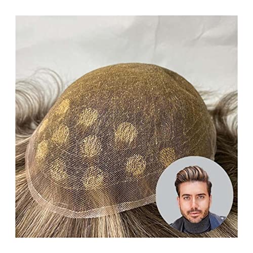 Herrenperückenhaar Toupet für Männer Echte menschliche Haarteile Männliche Haarprothese Superweich und atmungsaktiv Vollspitzen-Haarersatzsystem für Männer Männer Perücke (Color : Color 4 and 613 von GLigeT