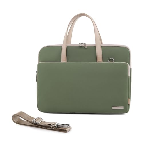 Laptoptasche Schutzhülle 13-16 Zoll Laptoptasche Tablet Computer Schutzhülle Große Kapazität Koffer Aktentasche Schulter Umhängetasche Laptophülle (Color : Green, Size : For 13-14 inch) von GLigeT