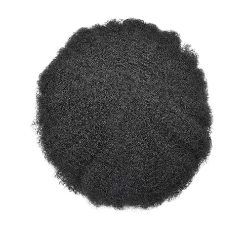 Perücke für Herren / Herren, Toupet, Afro, lockig, Perücken für Männer, atmungsaktiv, Mono, Oberteil und Perimeter, PU, männliches Haar, Prothese, 15,2 cm (6 Zoll), Ersatz-System, Perücke aus Echthaar von GLigeT