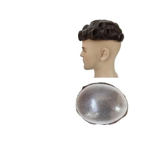 Tupé Herren-Perücke, Kunstpelz, injizierbar, 0,12–0,14 mm, für Männer, Ersatzsystem für Menschenhaar, männliche Haarprothese, Herrenperücke (#6,7 x 9) von GLigeT