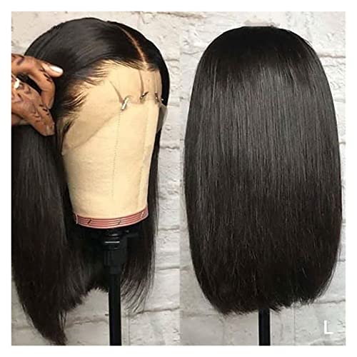 perücken Highlight Bob Perücke Gerade Spitze Verschluss Menschliche Haare Perücken Kurze Bob Ombre Haar Perücke Mittelteil Brazilian Remy Spitze Perücke for Frauen 150% Dichte Perücke (Size : Black 1 von GLigeT