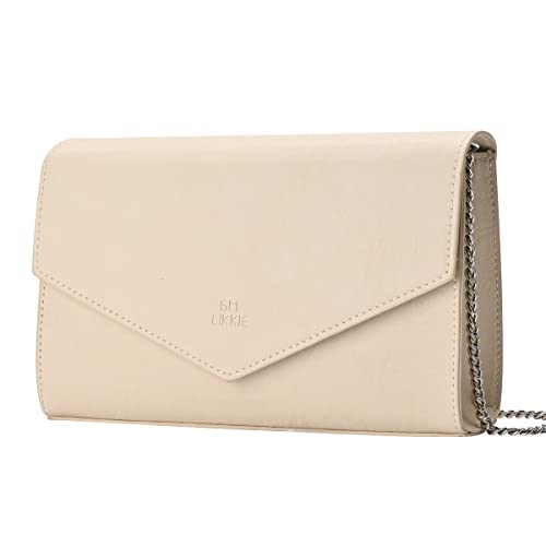 GM LIKKIE Clutch-Geldbörse für Damen, Abend-Umschlag-Clutch, Crossbody-Umhängetasche, faltbar, PU-Leder, Schultertasche, Beige von GM LIKKIE