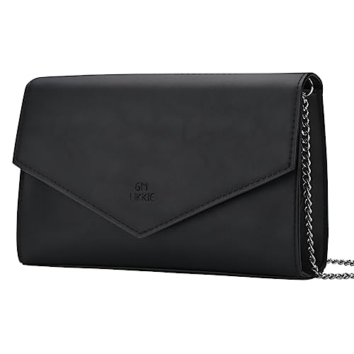 GM LIKKIE Clutch-börse für Damen, Abendtasche, Umhängetasche, faltbar, PU-Leder, Schwarz (schwarz), Medium von GM LIKKIE