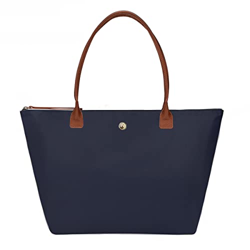 GM LIKKIE Schultertasche für Damen, Nylon-Handtasche mit Tragegriff oben, faltbare Wochenend-Hobo-Handtasche, Marineblau, Large von GM LIKKIE