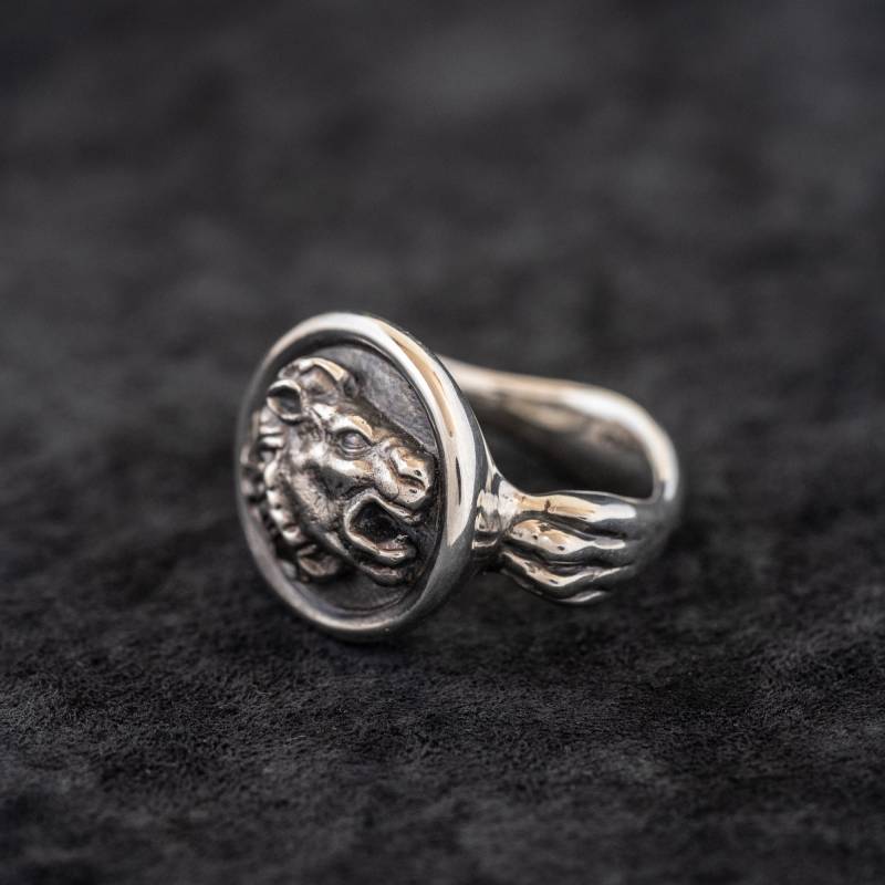 Massiver Silberring Löwe, Siegelring Sternzeichen 925 Statement Ring Für Männer Und Frauen Von Gm9Jewelry von GM9jewelry
