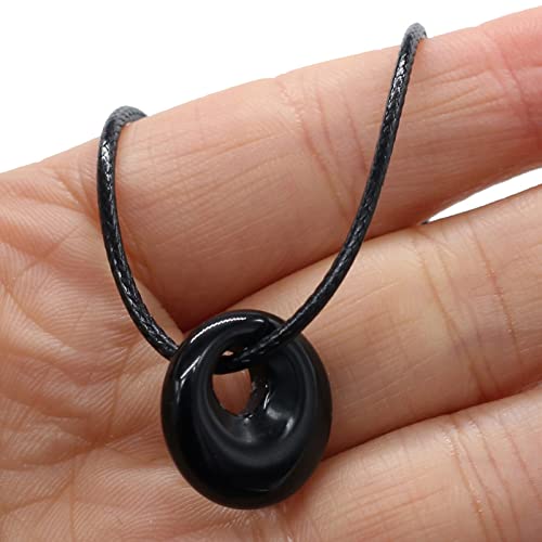 18-mm Kreis Heilung Kristalle Halskette Natürliche Halbschütze Chakren Edelstein Amulett Lucky Coin Charme Schutz Heilung Kristall Halskette Für Frauen Naturstein Naturstein Für Männer Frauen Wachs von GMBYLBY