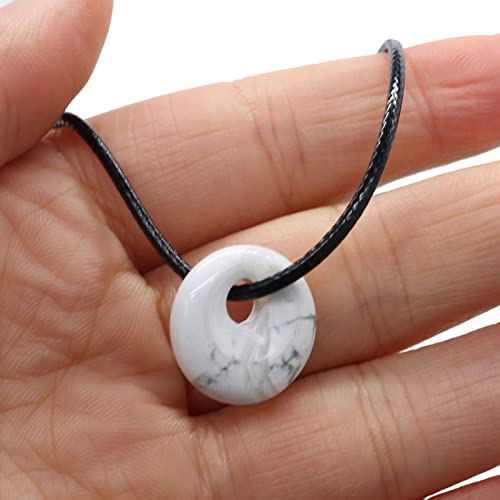 18-mm Kreis Heilung Kristalle Halskette Natürliche Halbschütze Chakren Edelstein Amulett Lucky Coin Charme Schutz Heilung Kristall Halskette Für Frauen Naturstein Naturstein Für Männer Frauen Wachs von GMBYLBY