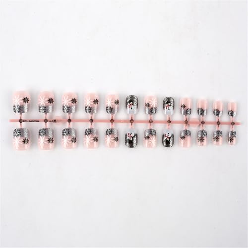 24 PCs Snowman Stick On Nails Snowflakes Drücken Sie Auf Nägeln Weihnachten Fülle Falsche Nägel Künstliche Nägel Für Frauen von GMBYLBY