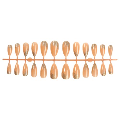 24 Stück Künstliche Nägel Mandel Glänzende Streifen Designs Acrylnägel Französische Spitze Einfach Anzubringen Und Zu Entfernen Für Frauen von GMBYLBY