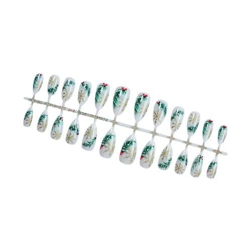 24pcs Weihnachten Themenpresse Auf Nägeln Vollbezüge Acrylmandelstab Auf Nägeln Für Frauen Falsche Nägel Mit Grünem Baum von GMBYLBY