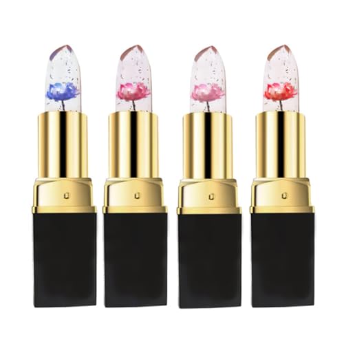 4 Stück Gelee Blumen Farbwechsel Lippenstift Feuchtigkeitsspendende Lippenfarbe Feuchtigkeitsspendendes Lippen Make Up Langlebig Für Modische Frauen von GMBYLBY