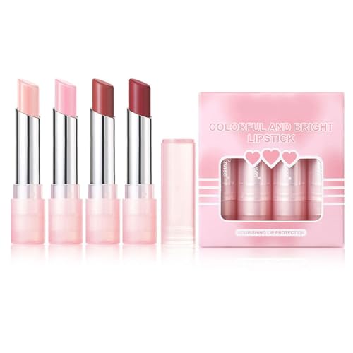4-teiliges Buntes Lippenstift Set Heller Lippenstift Feuchtigkeitsspendender Lippenstift Farbwechsel Lippenstift Make Up Zubehör Geschenk Für Frauen von GMBYLBY
