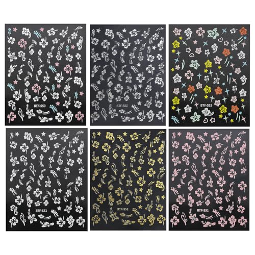 6 Blatt Blumen Nagelaufkleber Maniküre Aufkleber Selbstklebende Nagelaufkleber Blumen Nagelkunst Aufkleber Nageldekoration 6 Blatt Blumen Nagelaufkleber Maniküre Aufkleber Selbstklebende Nagelaufkleber Blumen Nagelkunst Aufkleber Nageldekoration von GMBYLBY