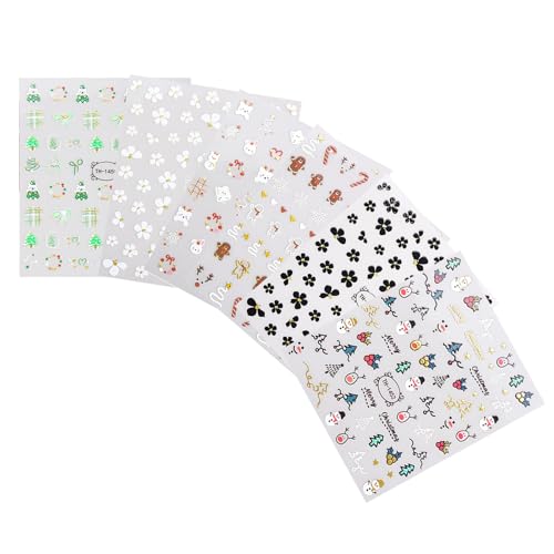 6 Blatt Weihnachts Nagelkunst Aufkleber Selbstklebende Nagelaufkleber Schneeflocken Nagelaufkleber Nagelkunst Dekorationen von GMBYLBY