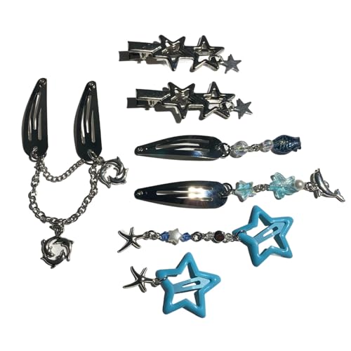7pcs Franse Kette Fünf Speicher Sternhaarclip Set Koreanische Haarnadel Modische Haarschmuck Haar Styling Dekorative Clip von GMBYLBY