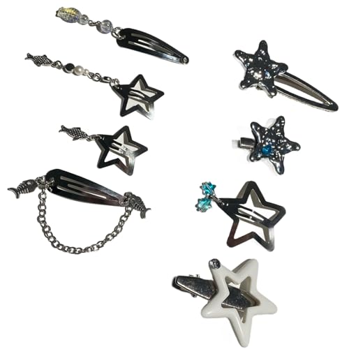 8 silberfarbene Metall-Haarspangen mit Sternen, bequem und sicher, Haar-Accessoires für Damen und Mädchen, geeignet für Hochzeiten von GMBYLBY