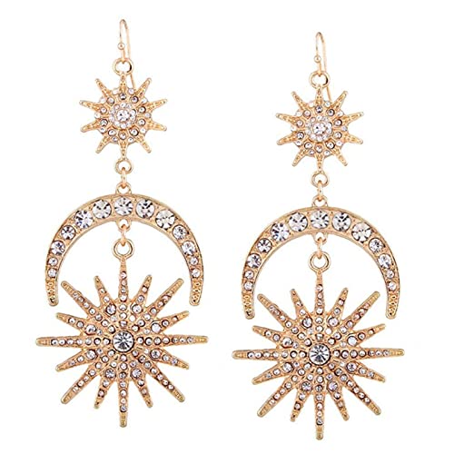 Crowns Stirnband Star Ohrringe Für Frauen Halos Kronen Stirnband Kopfbett Göttin Kostüm Für Frauen Gold Silber Barockstar Moon Ohrringe Hangle Vintage von GMBYLBY