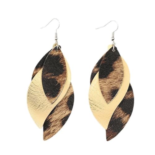 Damen-Ohrringe im Vintage-Stil, S-förmig, dreilagig, baumelnd, wildes Leopardenmuster, Schmuck für Damen von GMBYLBY