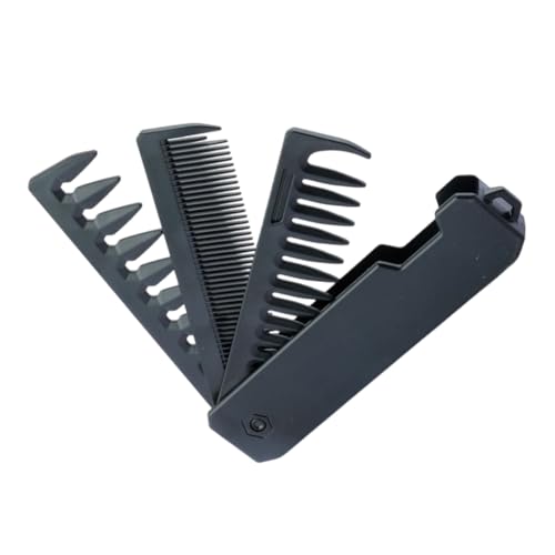 Faltbarer Taschenkamm für Männer und Frauen, feine und breite Zähne, Haarpflücken, tägliche Fellpflege von GMBYLBY