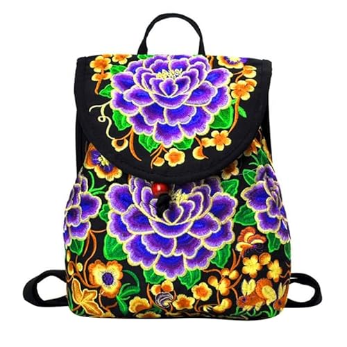 GMBYLBY 2023 Doppelgurt Umhängetasche Student Rucksack Vielseitige Tasche Stickerei Ethnischer Schulpack Leisurerucksack Frauen Rucksack von GMBYLBY