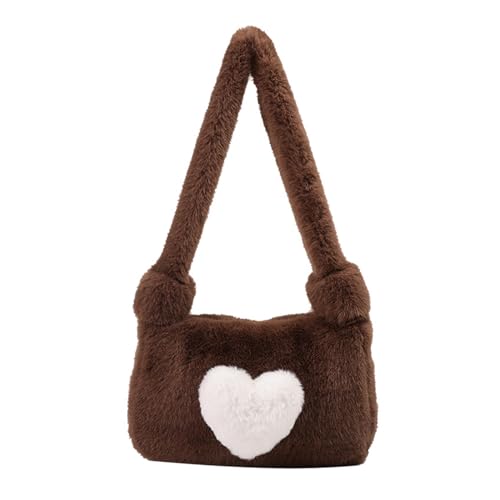 GMBYLBY 2023 Fluffys Umhängetasche Mit Herzmuster Unterarm Für Trendige Achselhöhlen Mit Großer Kapazität Mode Handtasche Koreanische Plüsch Achsel Tasche von GMBYLBY