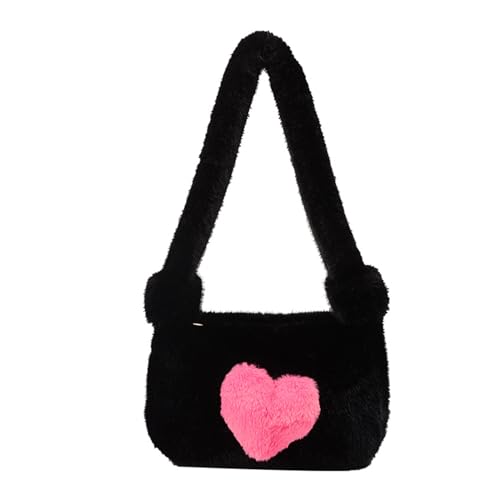 GMBYLBY 2023 Fluffys Umhängetasche Mit Herzmuster Unterarm Für Trendige Achselhöhlen Mit Großer Kapazität Mode Handtasche Koreanische Plüsch Achsel Tasche von GMBYLBY