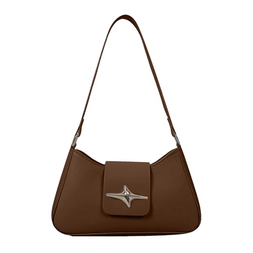 GMBYLBY 2023 Mode Umhängetaschen Vielseitige Feste Farbbeutel PU Leder Tasche Handtasche Freizeitbeutel Trendy Achselhöhle Reißverschluss Abschlussbeutel von GMBYLBY