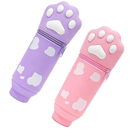 GMBYLBY 2pcs Cartoon Stiftkoffer Teleskopbeutel Schreibtischhalter Silikon Reißverschluss Bleistifttasche Für Kinder Student Student Stretchable Bleistiftbehälter von GMBYLBY