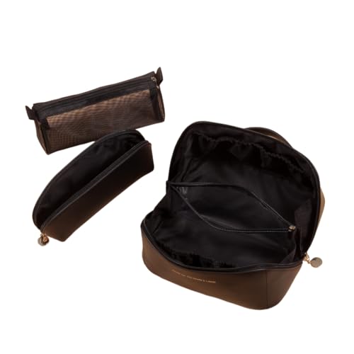 GMBYLBY 3 x Kosmetiktaschen mit großem Fassungsvermögen, tragbare Make-up-Tasche, multifunktionale Aufbewahrung für Frauen und Mädchen, Schwarz von GMBYLBY